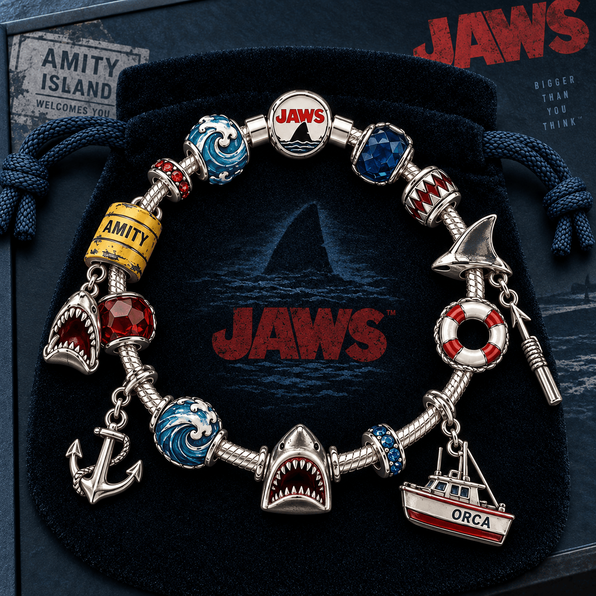 JAWS Silver Charm Bracelet Set TTTT