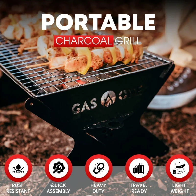 15” Portable Charcoal Grill – Foldable BBQ Grill – Camping Grills for Backyard, Bonfire, Patio