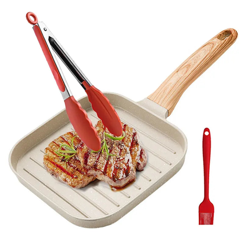 Nonstick Grill Pan for All Stove 19cm/7.5 Inch Square Steak Grilling Pan for Indoor Cooking & Outdoor Grilling Skillet Steak Pan