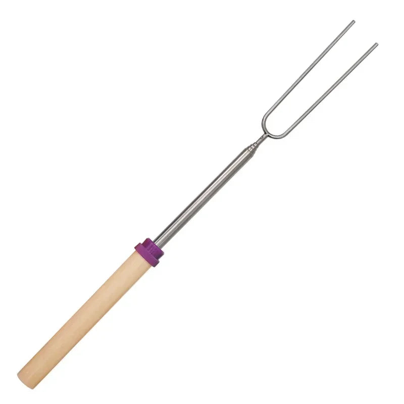 12pcs Telescoping Barbecue Fork Stainless Steel Double Metal Skewers Roasting Stick Smores Skewer for Hot Dog BBQ Picnic Camping